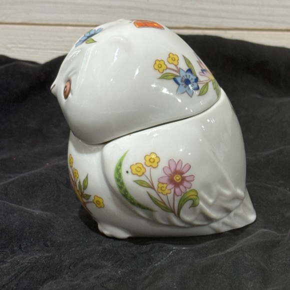 Vintage Mini Ceramic Floral Owl Trinket By Prestige - Picture 5 of 9